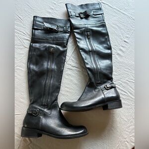 Steven brand over the knee black buckle boots